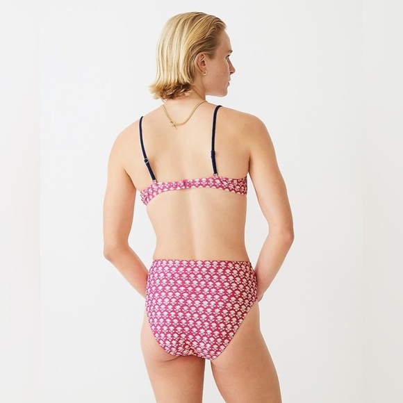 J. Crew High-rise full-coverage bikini bottom in pink stamp floral - Picture 2 of 8